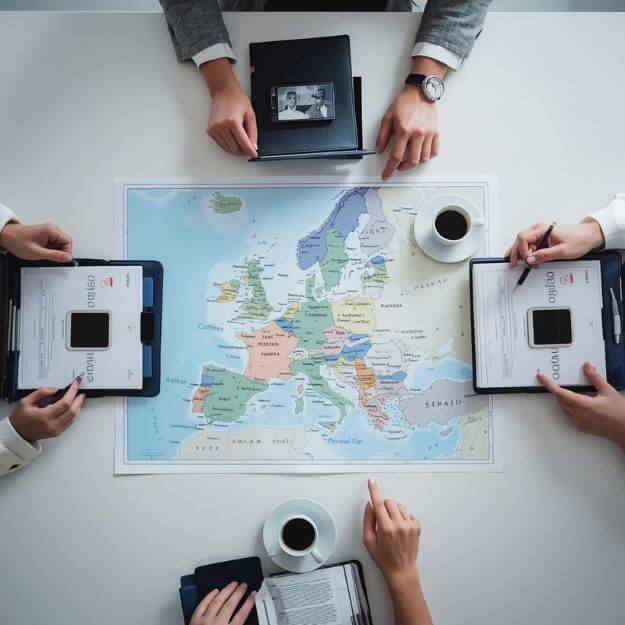 Experts préparant des soumissions réglementaires d'essais cliniques dans plusieurs pays européens